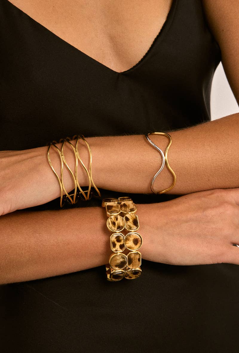 Bracelet jonc ondulé en acier inoxydable ISLA