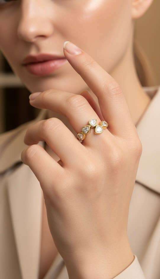 Bague Cœurs Étincelants en acier inoxydable ROSIE