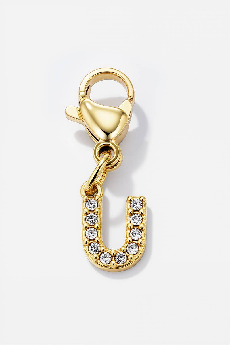 Charm alphabet scintillant en acier inoxydable
