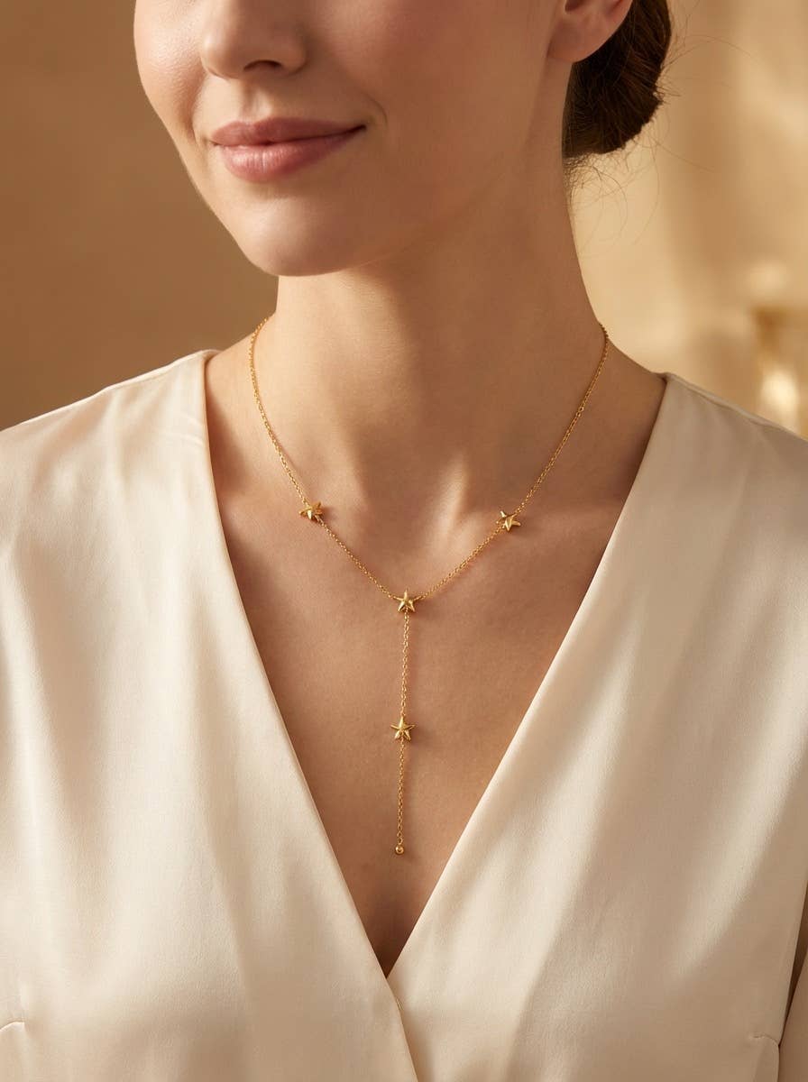Collier en Y étoiles en acier inoxydable HANNAH