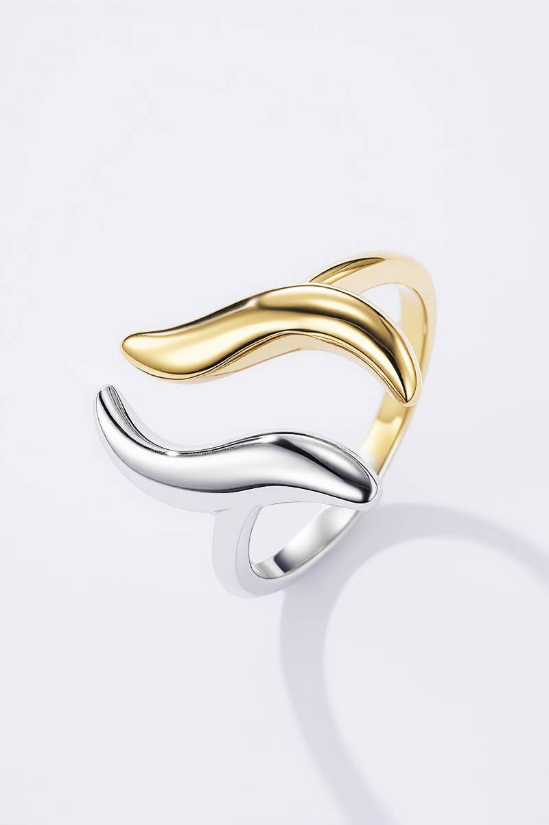 Bague ouverte ondulées en acier inoxydable ZOÉ