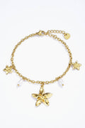Bracelet fleurs dorées en acier inoxydable FIONA