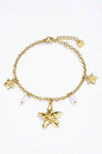 Bracelet fleurs dorées en acier inoxydable FIONA