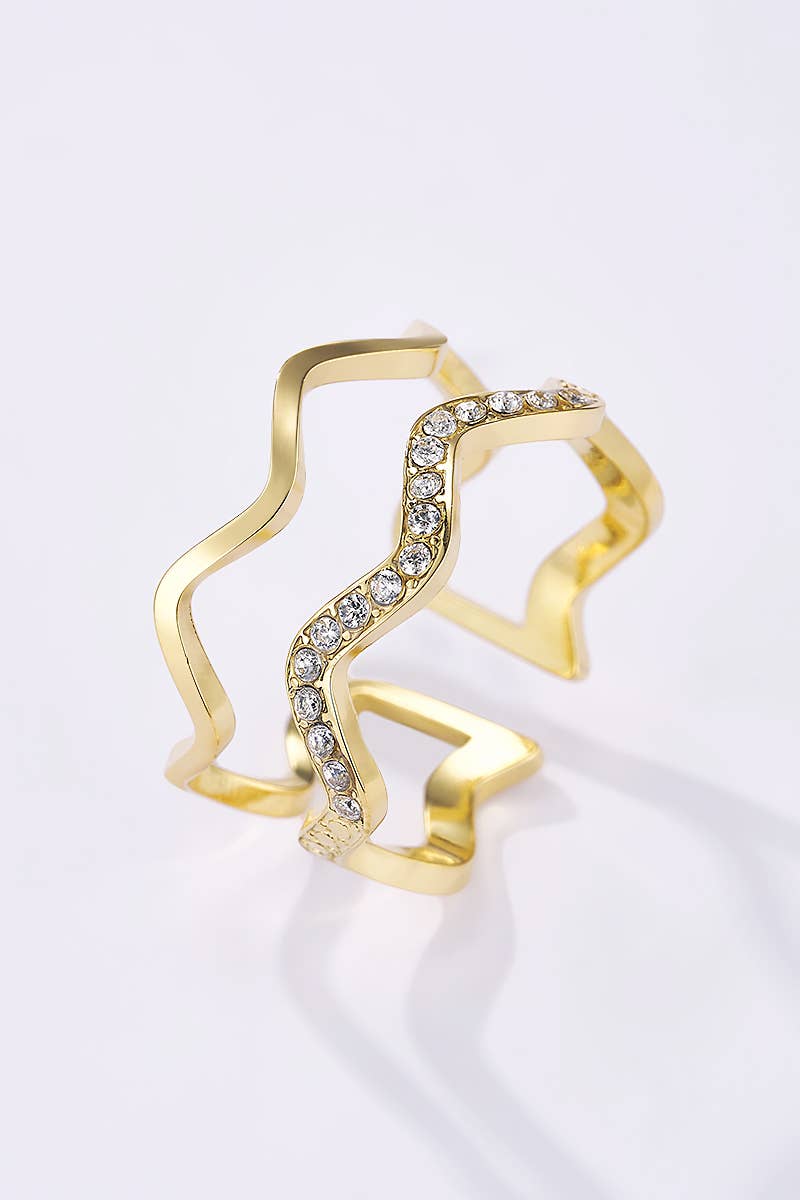 Bague vagues étincelant en acier inoxydable ELLA