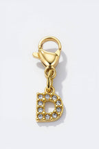 Charm alphabet scintillant en acier inoxydable