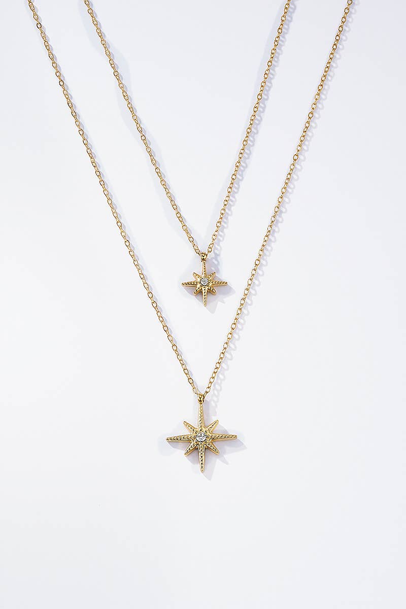 Collier double chaînes étoile en acier inoxydable CLARA