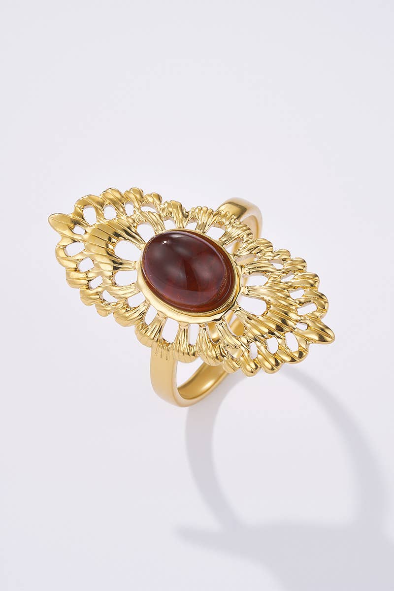 Bague Soleil Ambré en acier inoxydable ALEXA