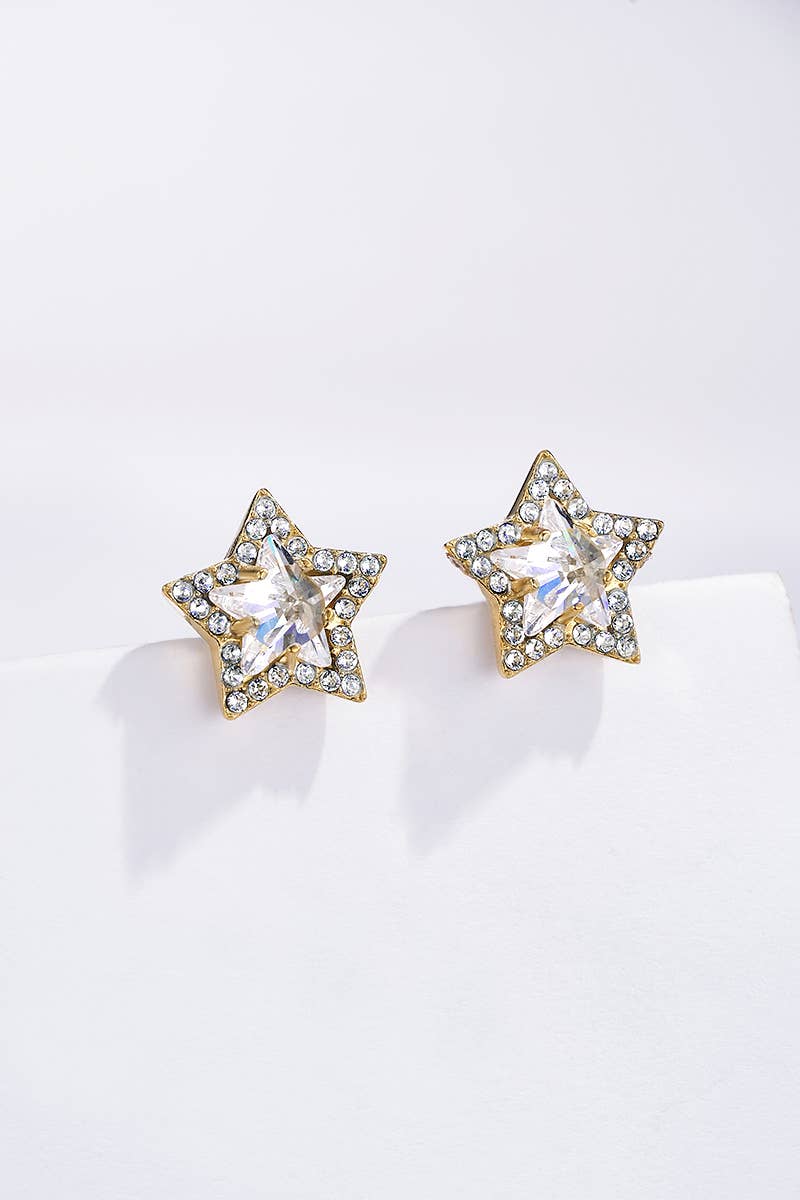 Boucles d'oreilles Étoile Scintillante en acier inoxydable ANNA